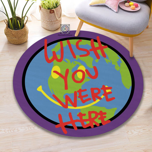 Wish You Were Here Texted Rug, Romantic Carpet, Love Decor, World Printed Mat, Valentine’s Day Gift