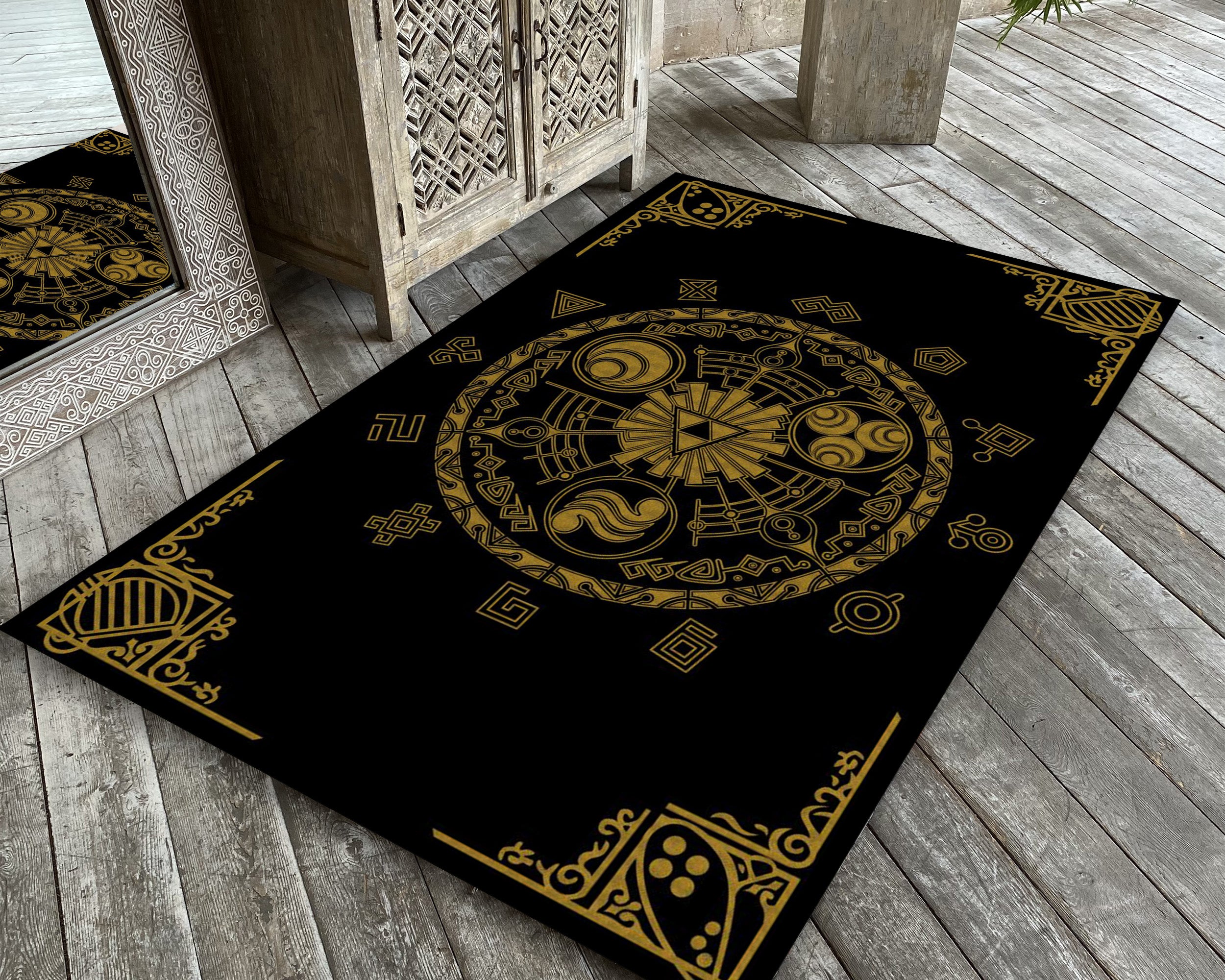 Hyrule Shield Rug Legend of Zelda Triforce Symbol Rug - Hyrule-Inspired Gamer Room Decor ...
