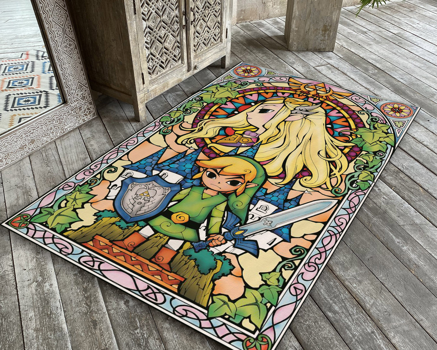Zelda Character Rug - Colorful Carpet for Game Decor and Zelda Art Mat