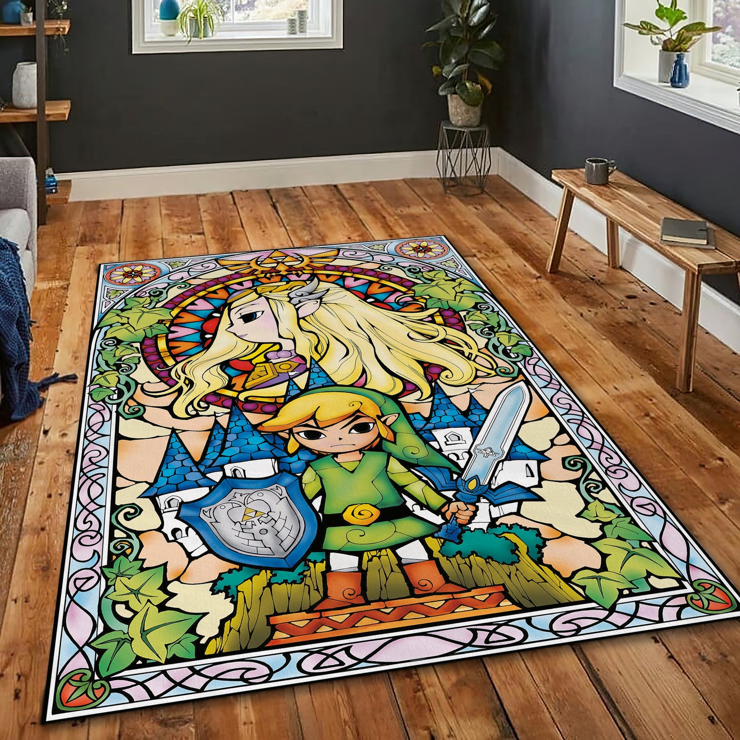 Zelda Character Rug - Colorful Carpet for Game Decor and Zelda Art Mat