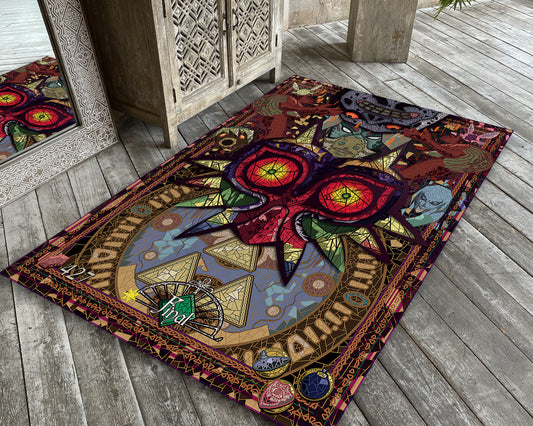 Zelda Majora’s Mask Rug, Game Room Carpet, Gaming Decor, Vintage Gamer Mat, Zelda Art Carpet