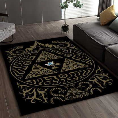 Zelda Art Rug, Game Room Decor, Video Game Carpet, Zelda Black Mat, Gift for Gamer