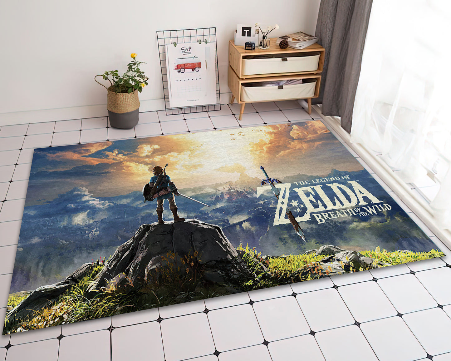 The Legend of Zelda Breath of The Wıld Rug, Game Room Area Carpet, Zelda Character Rug, Video Game Decor