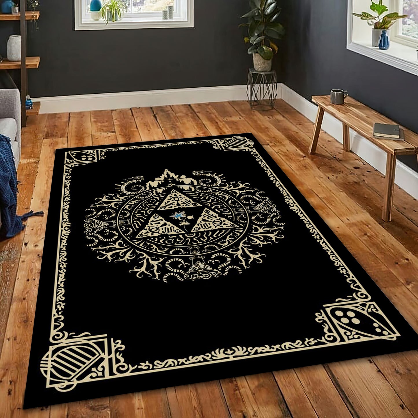 The Legend of Zelda Rug, Zelda Symbol Carpet, Game Room Decor, Video Game Art Rug