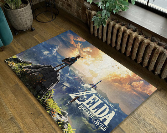 The Legend of Zelda Breath of The Wıld Rug, Game Room Area Carpet, Zelda Character Rug, Video Game Decor