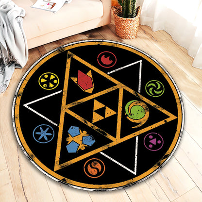 Zelda Art Symbols Rug, Gaming Round Mat, Legend of Zelda Carpet, Game Room Decor, Gift for Gamer