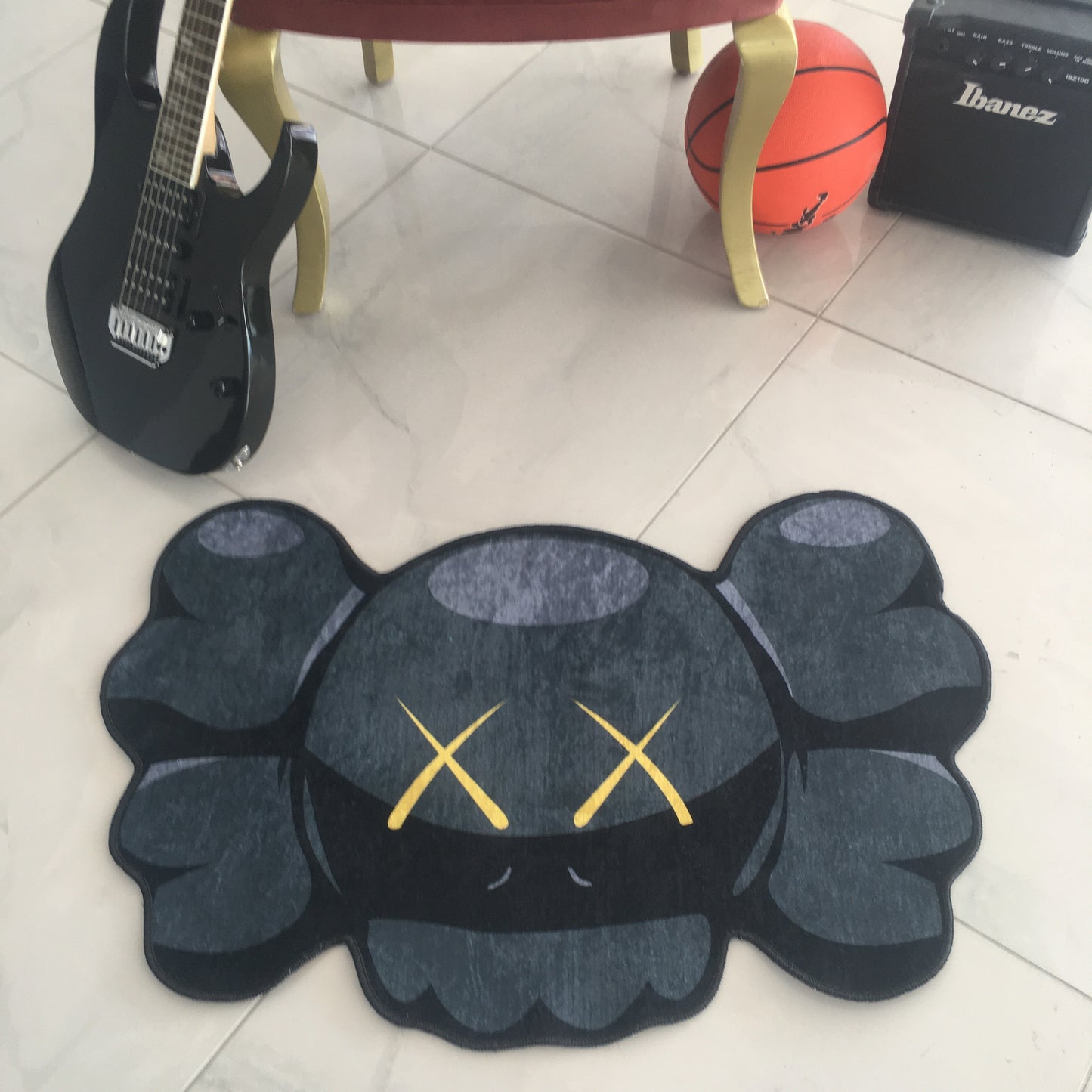 Black KAWS Rug, Hypebeast Mat for KAWS Lover, Sneaker Room Decor, Street Art Carpet, Hypebeast Gift