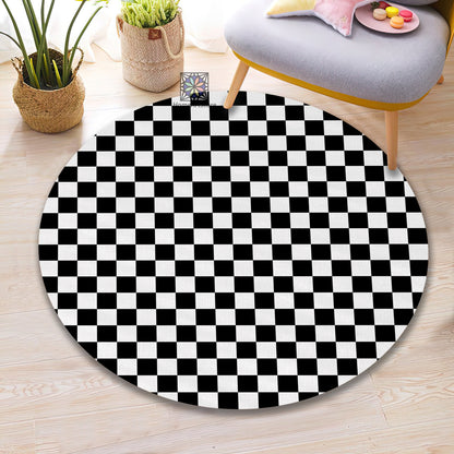 Checkered Round Rug, 3D Illusion Mat, Moroccan Checkered Carpet, Doormat, Living Room Decor