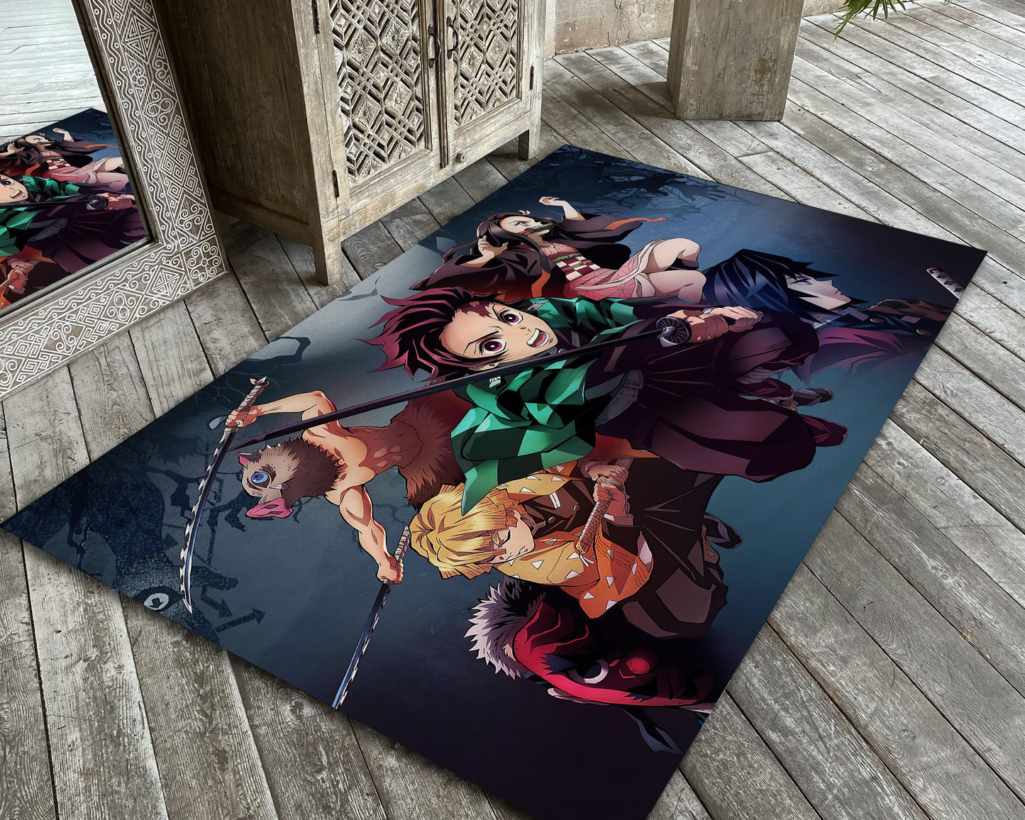 Demon Slayer Rug, Anime Carpet, Japanese Manga Decor, Animation Rug, Anime Room Mat