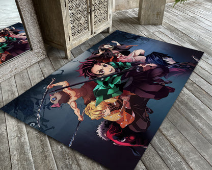 Demon Slayer Rug, Anime Carpet, Japanese Manga Decor, Animation Rug, Anime Room Mat