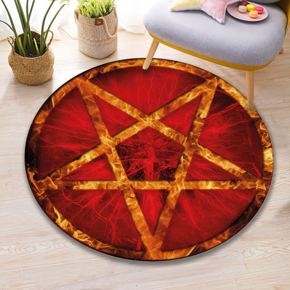 Red pentacle rug, Gothic Room Carpet, David Statue Decor, Pentagram Mat, Horror Gift