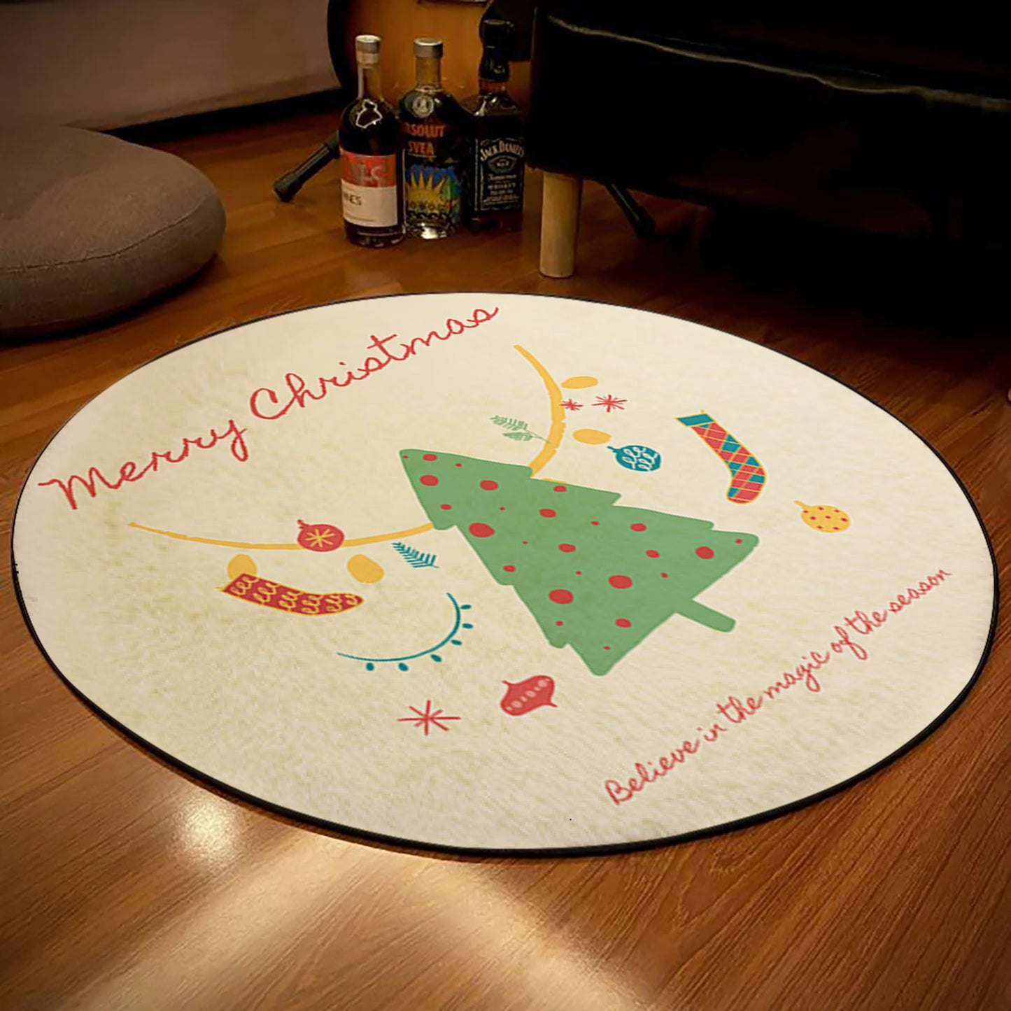 Christmas Tree Themed Rug, Christmas Text Carpet, Doormat, Patry Decor, Holiday Carpet