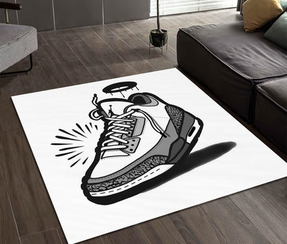 Graffiti Art Jordan Rug, Streetwear Decor, Sneaker Room Mat, Basketball Theme Rug, Jump Man Rug