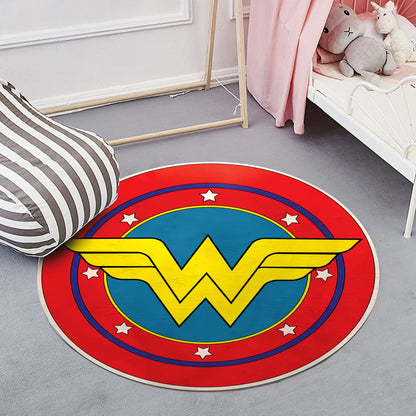 Wonder Woman Themed Rug, Nursery Carpet, Super Hero Logo Mat, Avengers Round Rug, Avengers Gift