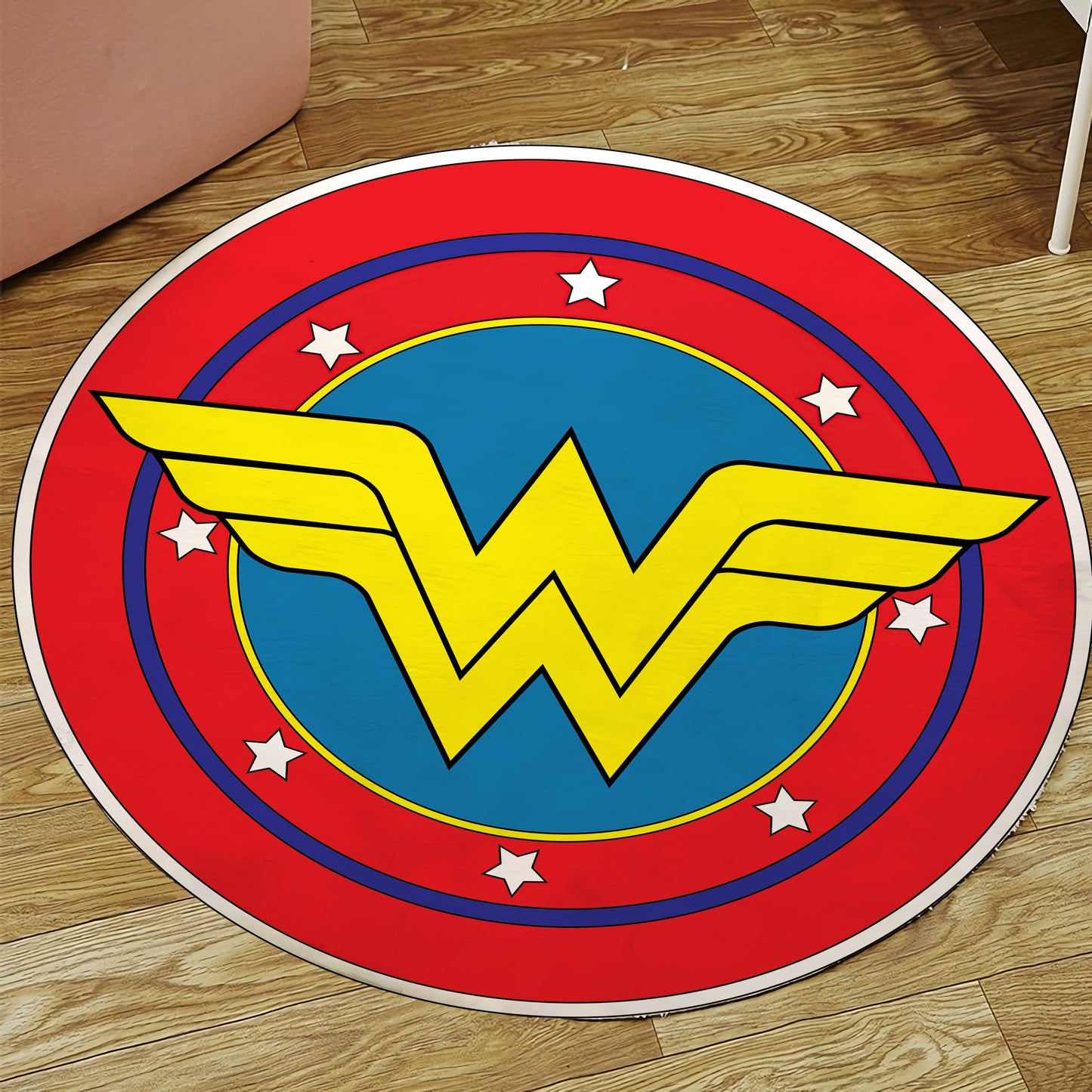 Wonder Woman Themed Rug, Nursery Carpet, Super Hero Logo Mat, Avengers Round Rug, Avengers Gift